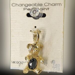 VTG 14K Gold Shield USA "Changeable Charm" Pendant- Gold tone, Teddy Bear Shape